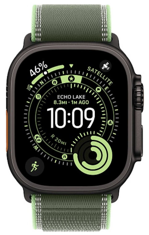 Часы Apple Watch Ultra 3 2025 49mm Black Titanium Case Trail Loop Green/Neon M/L