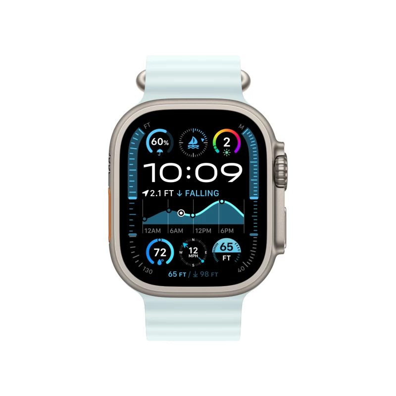 Часы Apple watch Ultra 2 2024 49mm Natural Titanium Case Ocean Band Ice Blue