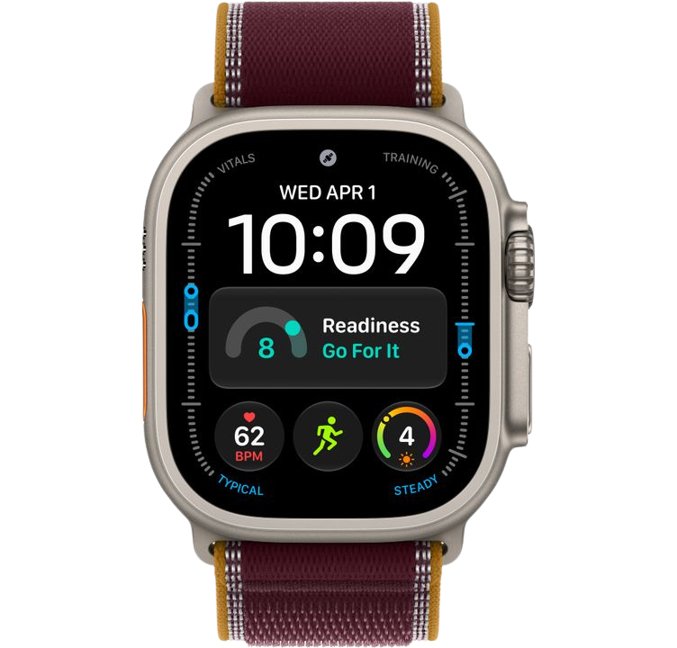 Часы Apple Watch Ultra 4 49mm Natural Titanium Case Trail Loop Burgundy S/M