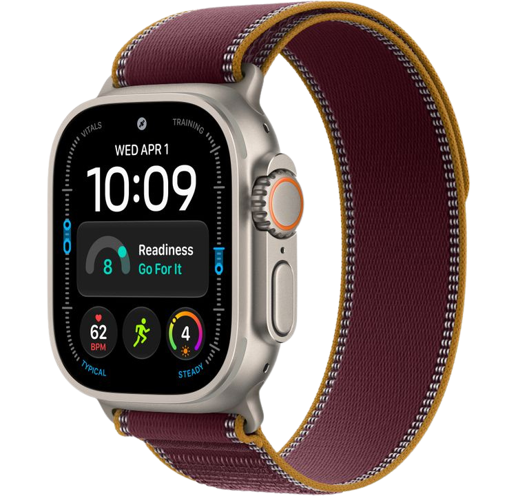 Часы Apple Watch Ultra 4 49mm Natural Titanium Case Trail Loop Burgundy S/M