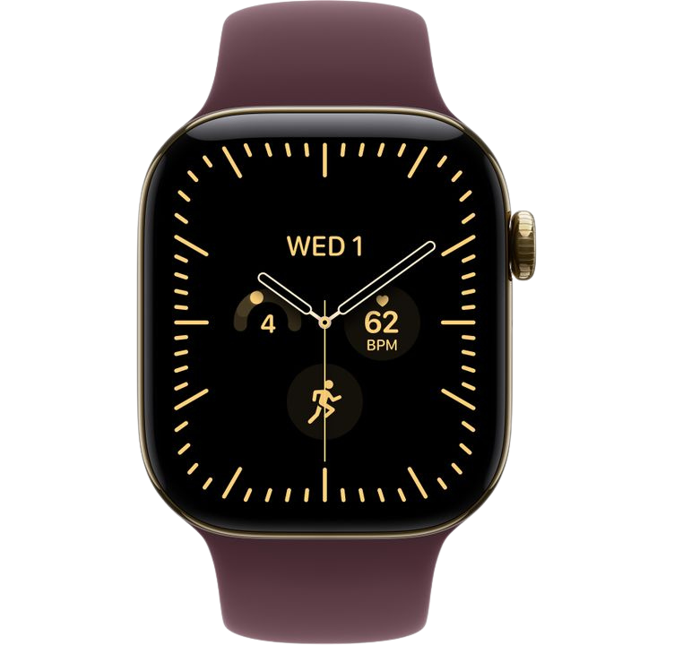 Часы Apple Watch Series 12 42mm Radiant Gold Titanium Case GPS Sport Band Burgundy M/L