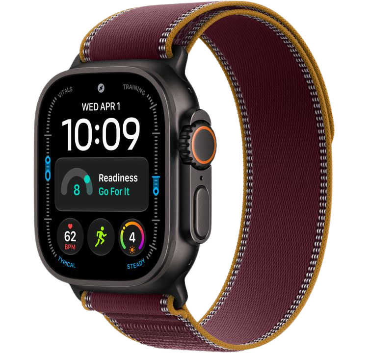 Часы Apple Watch Ultra 4 49mm Black Titanium Case Trail Loop Burgundy M/L