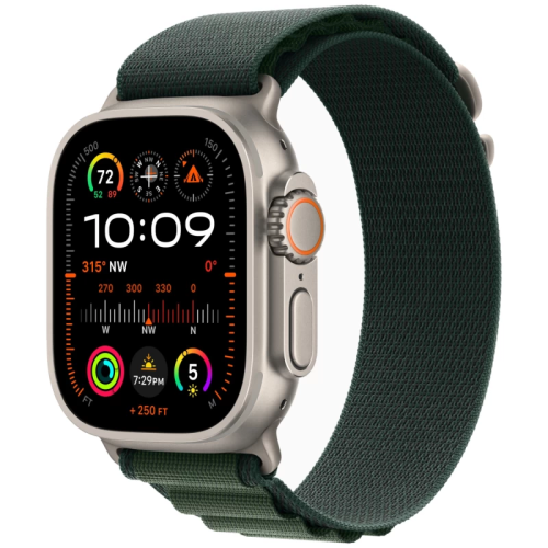 Часы Apple watch Ultra 2 2024 49mm Natural Titanium Case Alpine Loop Dark Green M