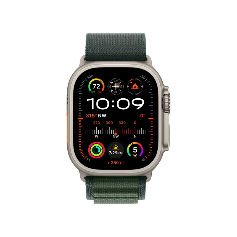 Часы Apple watch Ultra 2 2024 49mm Natural Titanium Case Alpine Loop Dark Green M