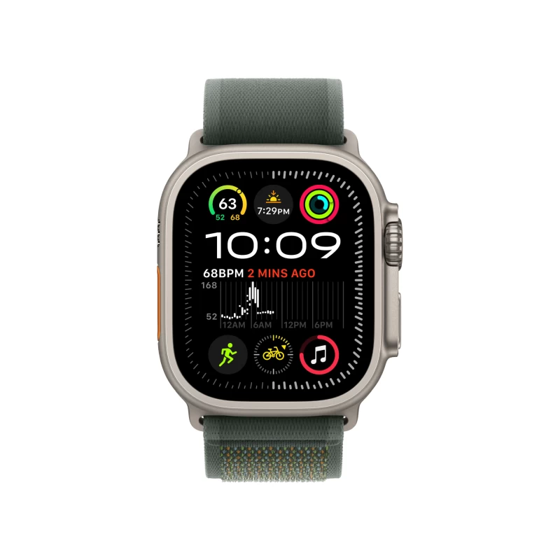 Часы Apple watch Ultra 2 2024 49mm Natural Titanium Case Trail Loop Green S/M