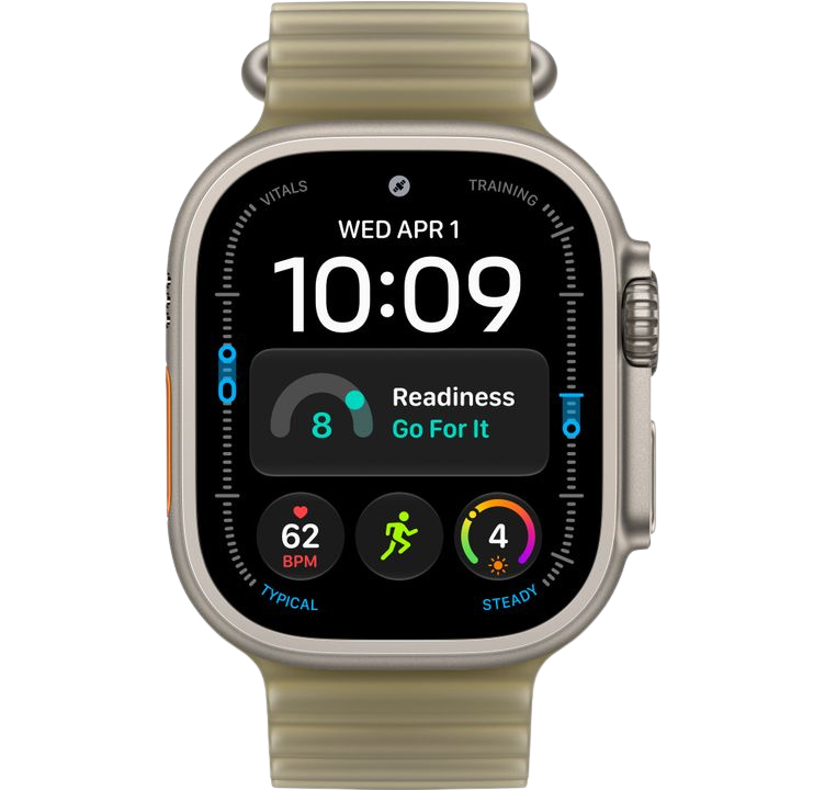 Часы Apple Watch Ultra 4 49mm Natural Titanium Case Ocean Band Translucent Kelp
